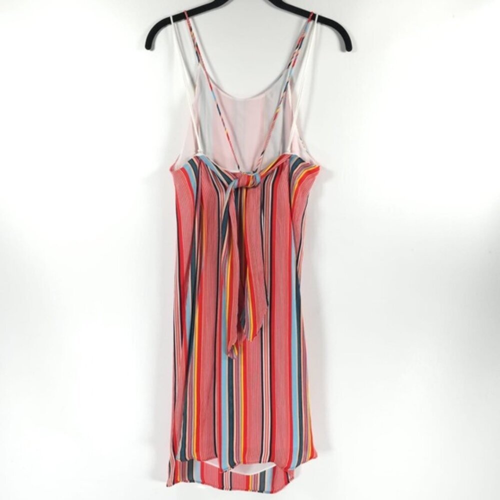 NWT Alice + Olivia Kalia Red Multicolor‎ Striped Halter Tieback Mini Dress LARGE - Picture 6 of 16